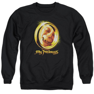 Black men's crewneck sweatshirt with Lord of the Rings My Precious graphic