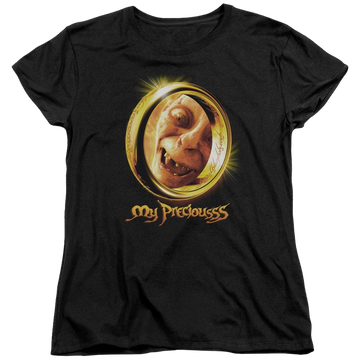 Black women's t-shirt with Lord of the Rings My Precious graphic