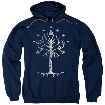 Navy pullover hoodie with Lord of the Rings Tree Of Gondor graphic