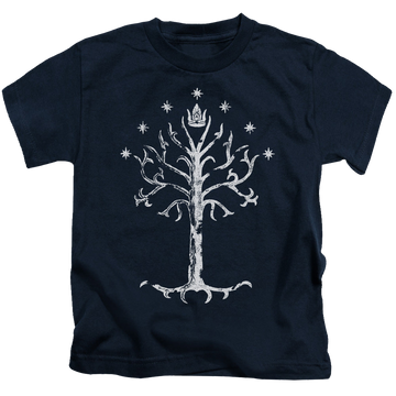 Navy kid's t-shirt for ages 4 to 7 with Lord of the Rings Tree Of Gondor graphic
