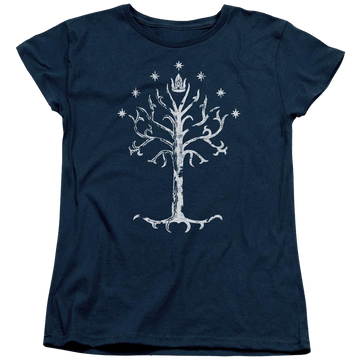 Navy women's t-shirt with Lord of the Rings Tree Of Gondor graphic