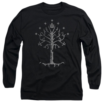 Black men's long sleeve t-shirt with Lord of the Rings Tree Of Gondor graphic