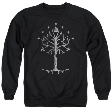 Black men's crewneck sweatshirt with Lord of the Rings Tree Of Gondor graphic