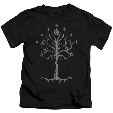 Black kid's t-shirt for ages 4 to 7 with Lord of the Rings Tree Of Gondor graphic