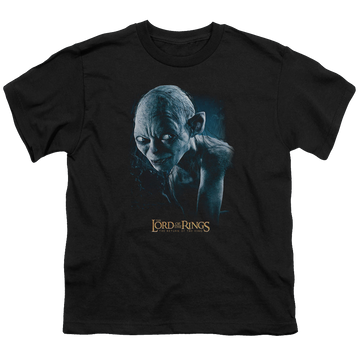 Black youth t-shirt for ages 8 to 12 with Lord of the Rings Sneaking graphic