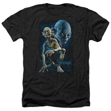 Charcoal men's heather t-shirt with Lord of the Rings Smeagol graphic