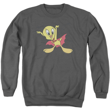 Charcoal men's crewneck sweatshirt with Looney Tunes Vampire Tweety graphic