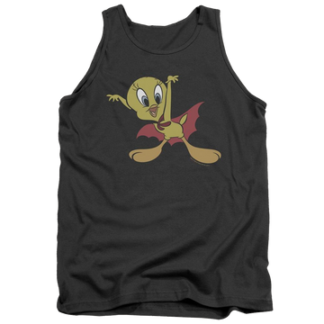 Charcoal men's tank with Looney Tunes Vampire Tweety graphic