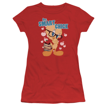 Red juniors t-shirt with Looney Tunes One Smart Chick graphic