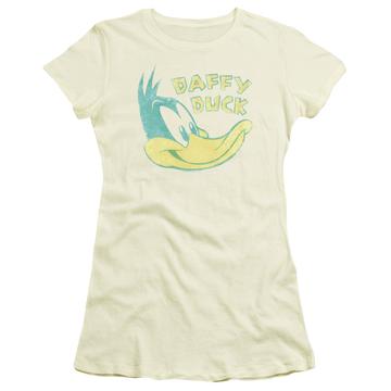 Cream juniors t-shirt with Looney Tunes Daffy Head graphic