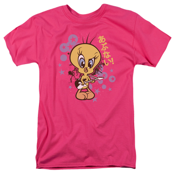 Hot pink men's regular fit t-shirt with Looney Tunes So Bad graphic