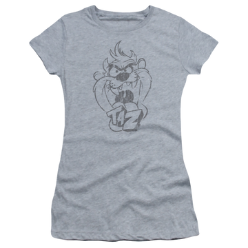 Athletic heather juniors t-shirt with Looney Tunes Faded Taz graphic