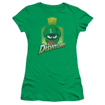 Kelly green juniors t-shirt with Looney Tunes Disintegrate graphic