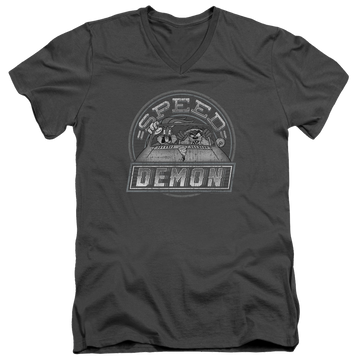 Charcoal men's v-neck t-shirt with Looney Tunes Speed Demon graphic