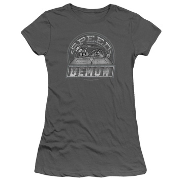 Charcoal juniors t-shirt with Looney Tunes Speed Demon graphic