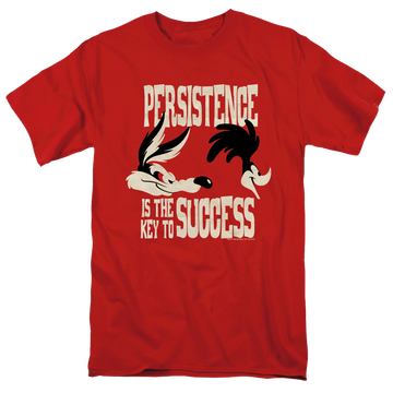 Red men's regular fit t-shirt with Looney Tunes Persistence graphic