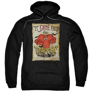 Black pullover hoodie with Looney Tunes The Depths graphic