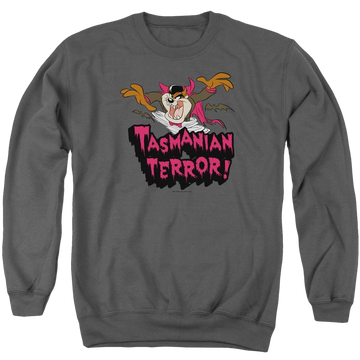 Charcoal men's crewneck sweatshirt with Looney Tunes Taz Terror graphic