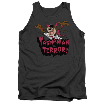 Charcoal men's tank with Looney Tunes Taz Terror graphic