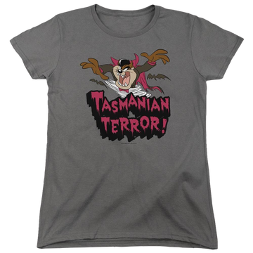 Charcoal women's t-shirt with Looney Tunes Taz Terror graphic