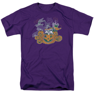 Purple men's regular fit t-shirt with Looney Tunes Spooky Pals graphic