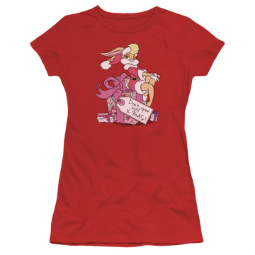 Red juniors t-shirt with Looney Tunes Lola Present graphic