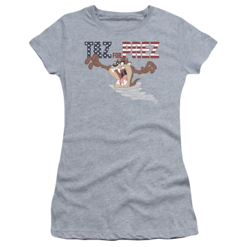 Athletic heather juniors t-shirt with Looney Tunes Taz For Prez 3 graphic
