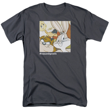 Charcoal men's regular fit t-shirt with Looney Tunes Squad Goals graphic