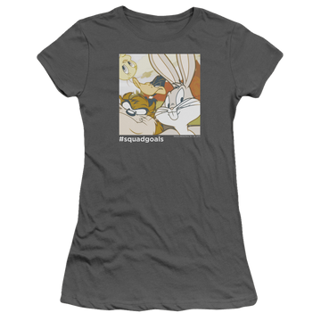 Charcoal juniors t-shirt with Looney Tunes Squad Goals graphic