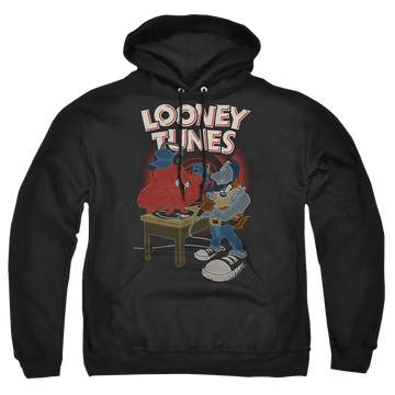 Black pullover hoodie with Dj Looney Tunes graphic
