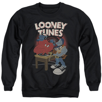 Black men's crewneck sweatshirt with Dj Looney Tunes graphic