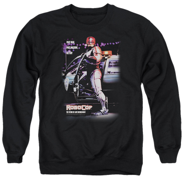 Black men's crewneck sweatshirt with Robocop/Poster graphic
