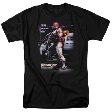 Black men's regular fit t-shirt with Robocop Poster graphic
