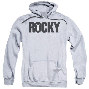 Athletic heather pullover hoodie with Rocky Logo graphic
