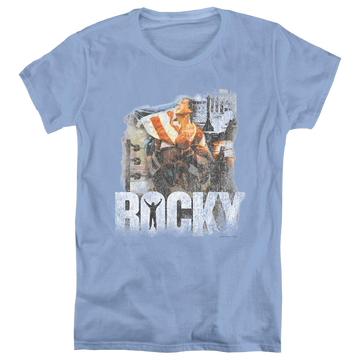 Carolina blue women's t-shirt with Rocky/The Champion graphic