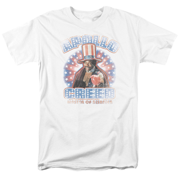 White men's regular fit t-shirt with Rocky Apollo Creed graphic