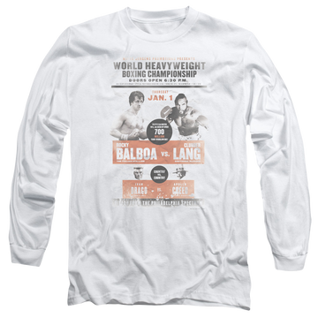 White men's long sleeve t-shirt with Rocky III Vs Clubber Poster graphic