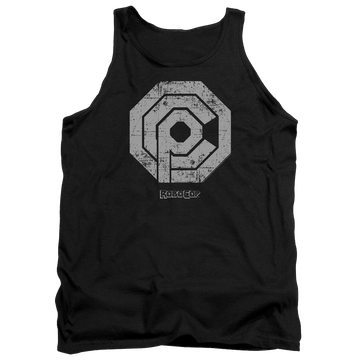 Black men's tank with Robocop Distressed Ocp Logo graphic