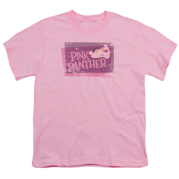 Pink youth t-shirt for ages 8 to 12 with Pink Panther Distressed graphic