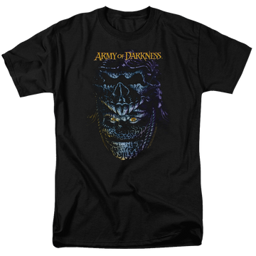 Black men's regular fit t-shirt with Army of Darkness Evil Ash graphic