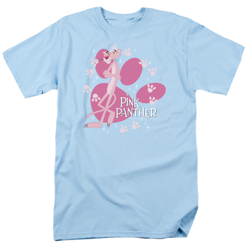 Light blue men's regular fit t-shirt with Pink Panther Walk All Over graphic