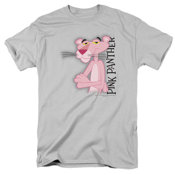 Silver men's regular fit t-shirt with Pink Panther/Cool Cat graphic