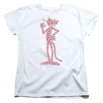 White women's t-shirt with Pink Panther Heads graphic