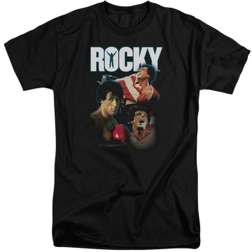 Black men's tall fit t-shirt with Rocky I Did It graphic