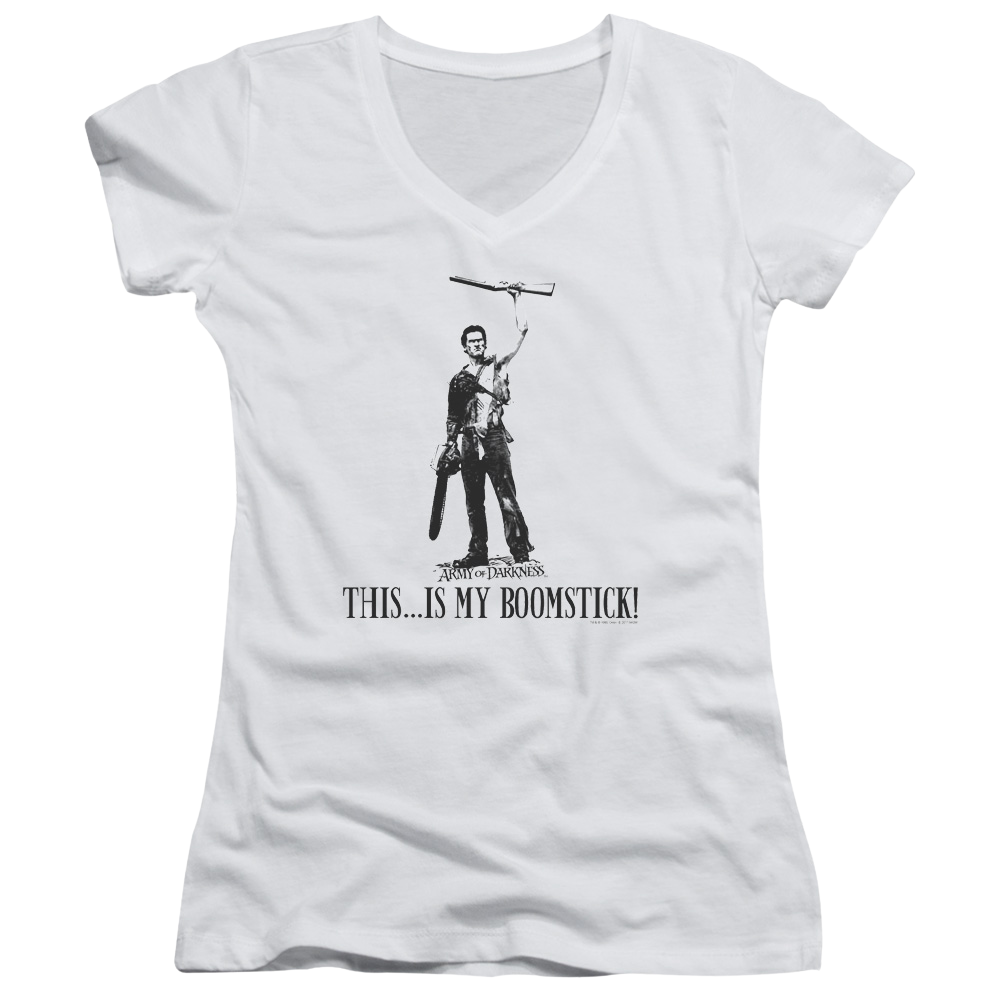 Army Of Darkness Boomstick! - Juniors V-Neck T-Shirt Juniors V-Neck T-Shirt Army of Darkness