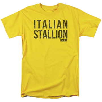Yellow men's regular fit t-shirt with Rocky Italian Stallion graphic