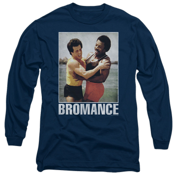 Navy men's long sleeve t-shirt with Rocky Bromance graphic