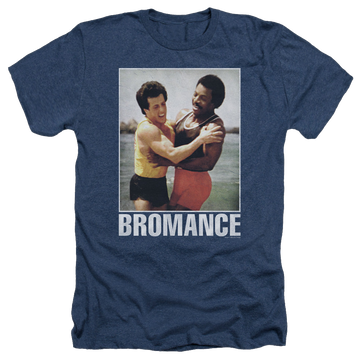 Navy men's heather t-shirt with Rocky Bromance graphic
