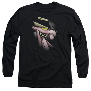 Black men's long sleeve t-shirt with Pink Panther Smooth Panther graphic