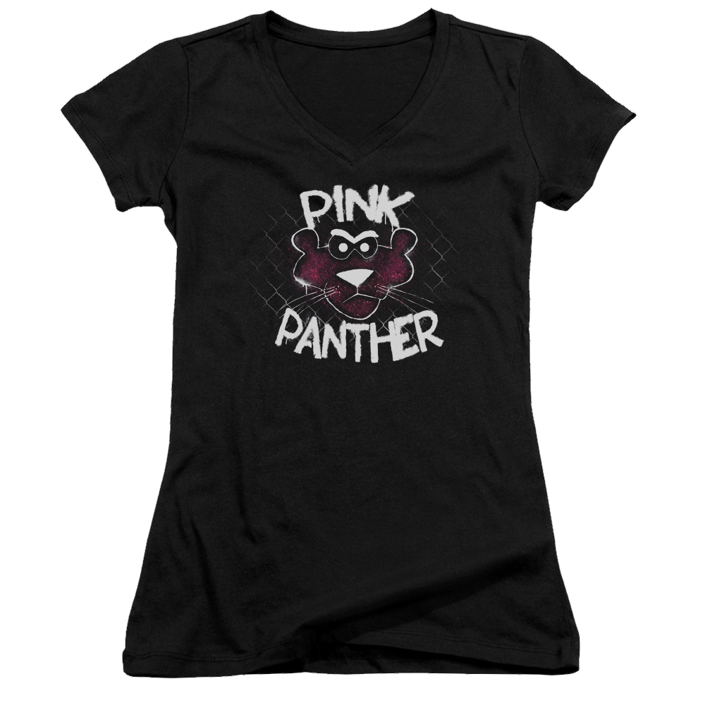 Pink Panther Spray Panther Juniors V-Neck T-Shirt Juniors V-Neck T-Shirt Pink Panther